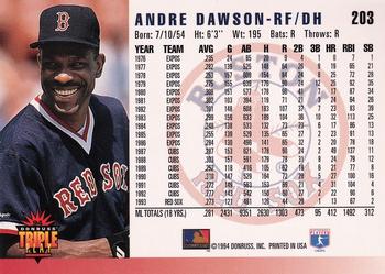 1994 Triple Play #203 Andre Dawson Back