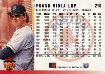 1994 Triple Play #210 Frank Viola Back