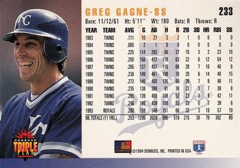 1994 Triple Play #233 Greg Gagne Back