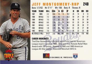 1994 Triple Play #240 Jeff Montgomery Back