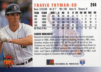 1994 Triple Play #244 Travis Fryman Back