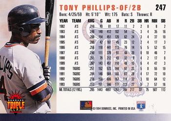 1994 Triple Play #247 Tony Phillips Back