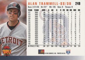 1994 Triple Play #249 Alan Trammell Back