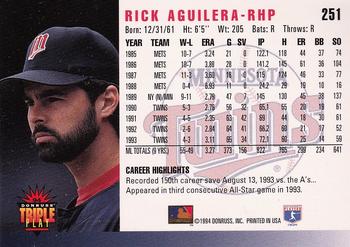 1994 Triple Play #251 Rick Aguilera Back