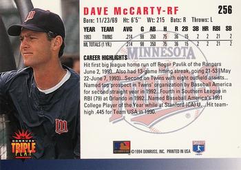 1994 Triple Play #256 David McCarty Back