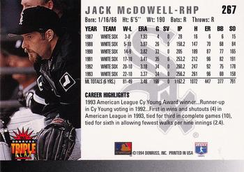 1994 Triple Play #267 Jack McDowell Back