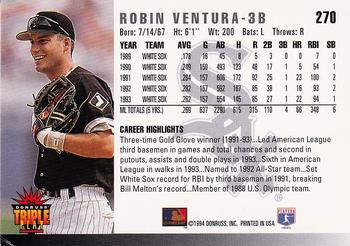 1994 Triple Play #270 Robin Ventura Back