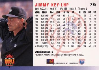 1994 Triple Play #275 Jimmy Key Back