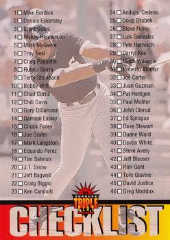1994 Triple Play #298 Checklist: 1-100 Front