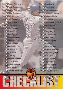 1994 Triple Play #300 Checklist: 201-300 Front
