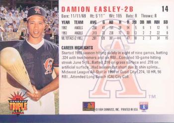 1994 Triple Play #14 Damion Easley Back