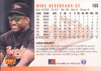 1994 Triple Play #153 Mike Devereaux Back