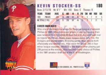 1994 Triple Play #180 Kevin Stocker Back