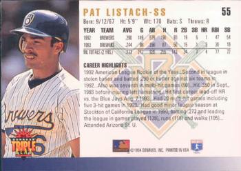1994 Triple Play #55 Pat Listach Back