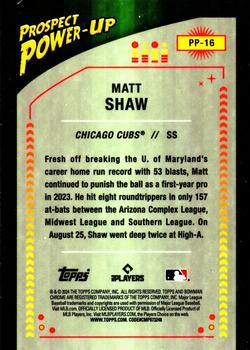 2024 Bowman - Prospect Power-Up #PP-16 Matt Shaw Back