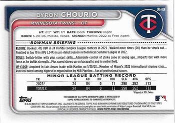 2024 Bowman - Chrome Prospect Autographs Blue Refractor #CPA-BCH Byron Chourio Back