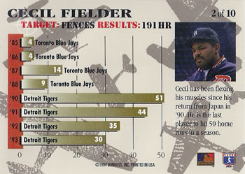 1994 Triple Play - Bomb Squad #2 Cecil Fielder Back