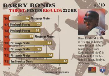 1994 Triple Play - Bomb Squad #4 Barry Bonds Back