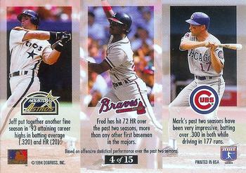 1994 Triple Play - Medalists #4 Mark Grace / Fred McGriff / Jeff Bagwell Back