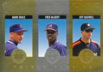 1994 Triple Play - Medalists #4 Mark Grace / Fred McGriff / Jeff Bagwell Front