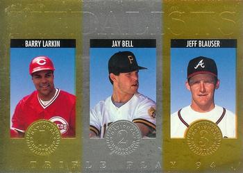 1994 Triple Play - Medalists #8 Barry Larkin / Jay Bell / Jeff Blauser Front