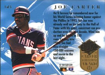 1994 Ultra - Career Achievement Awards #1 Joe Carter Back