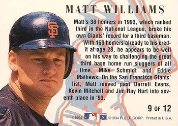 1994 Ultra - Home Run Kings #9 Matt Williams Back
