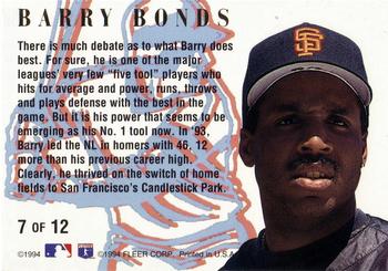 1994 Ultra - Home Run Kings #7 Barry Bonds Back