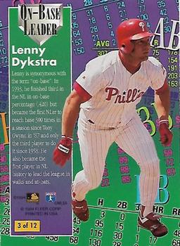 1994 Ultra - On-Base Leaders #3 Lenny Dykstra Back