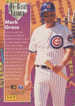 1994 Ultra - On-Base Leaders #5 Mark Grace Back