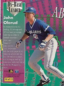 1994 Ultra - On-Base Leaders #10 John Olerud Back