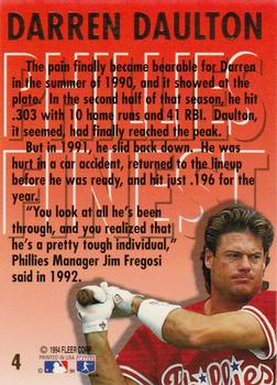 1994 Ultra - Phillies Finest #4 Darren Daulton  Back