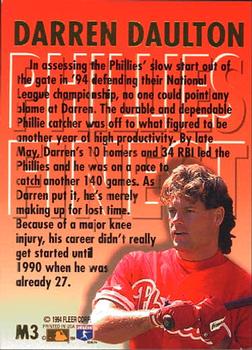 1994 Ultra - Phillies Finest #M3 Darren Daulton Back