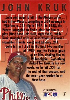 1994 Ultra - Phillies Finest #7 John Kruk Back