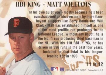 1994 Ultra - RBI Kings #11 Matt Williams Back
