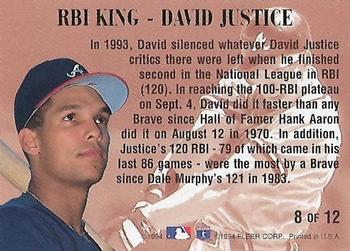 1994 Ultra - RBI Kings #8 David Justice Back