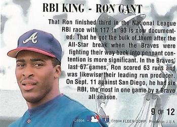 1994 Ultra - RBI Kings #9 Ron Gant Back