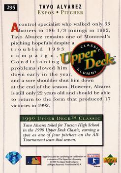 1994 Upper Deck #295 Tavo Alvarez Back