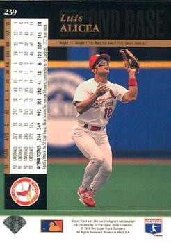 1994 Upper Deck #239 Luis Alicea Back