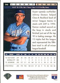 1994 Upper Deck #546 Johnny Damon Back