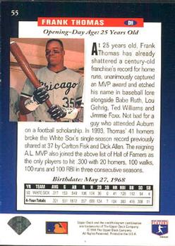 1994 Upper Deck #55 Frank Thomas Back