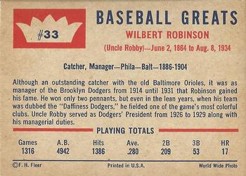 1960 Fleer Baseball Greats #33 Wilbert Robinson Back