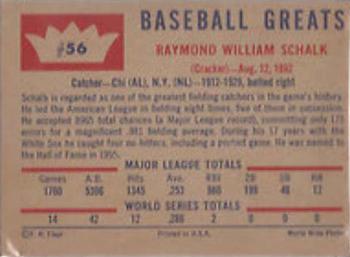 1960 Fleer Baseball Greats #56 Ray Schalk Back