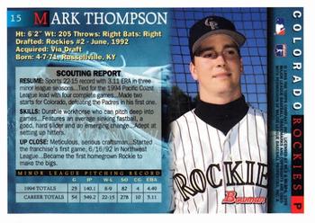 1995 Bowman #15 Mark Thompson Back