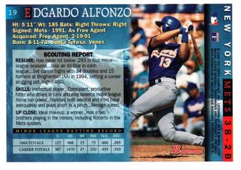 1995 Bowman #19 Edgardo Alfonzo Back