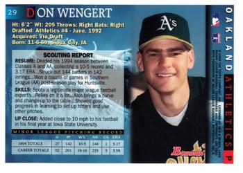 1995 Bowman #29 Don Wengert Back