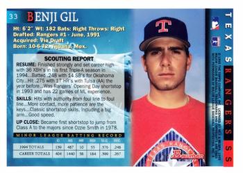1995 Bowman #33 Benji Gil Back