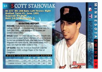 1995 Bowman #46 Scott Stahoviak Back