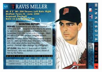 1995 Bowman #48 Travis Miller Back