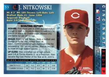1995 Bowman #53 C.J. Nitkowski Back